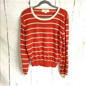 Trovata Birds of Paradis Striped Puff Sleeve Sweater